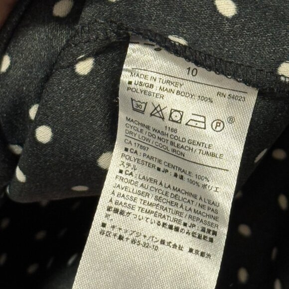 Banana Republic Black Polka Dot Dress With Ruffle Sleeves Womens Size 10 Dress - Picture 6 of 12